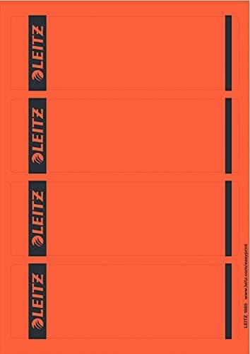 Leitz PC-rygetiketter, selvklæbende, til standard- og hårde papmapper, pakke med 100 stk., kort- og bredformat, 62 x 192 mm, papir, rød, 16852025