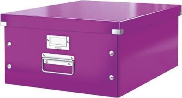 Leitz WOW Click & Store Stor papopbevaringsboks med låg til A3-formater - 36,9 x 48,2 CM (BxD) - Ideel til kontor og hjemme-/hjemmekontor - Lilla