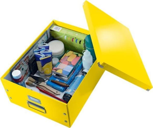 Leitz WOW Click & Store Stor papopbevaringsboks med låg til A3-formater - 36,9 x 20 x 48,2 cm (BxHxD) - Ideel til kontor og hjemmekontor / hjemmearbej