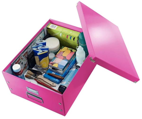 Leitz WOW Click & Store Stor papopbevaringsboks med låg til A3-formater - 36,9 x 48,2 CM (BxD) - Ideel til kontor og hjemmekontor / hjemmearbejdsplads