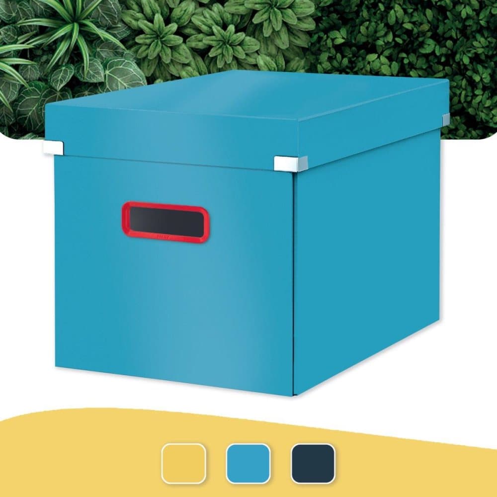Leitz Click & Store Stor förvaringskub för Ikea Kallax-skåp - 32 x 31 x 36 Cm (BxHxD) - Vikbar förvaringslåda med lock för kontor och hem - Serene Blu