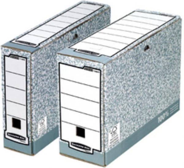 Bankers Box arkivbokse System A4 80 mm hvid blå 10 stk