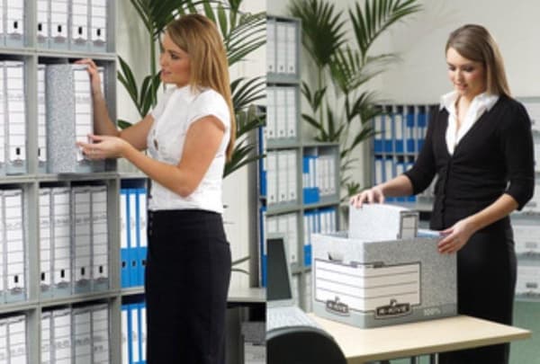 Bankers Box arkivbokse System A4 80 mm hvid blå 10 stk