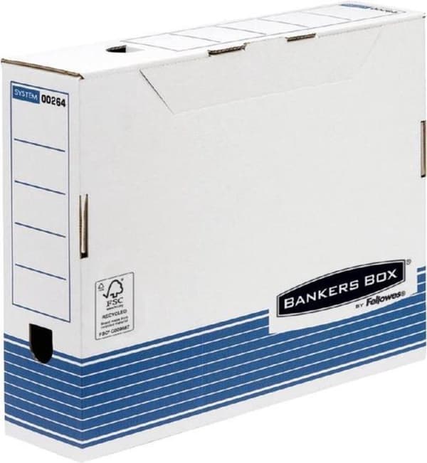 Bankers Box arkivbokse System A4 80 mm hvid blå 10 stk