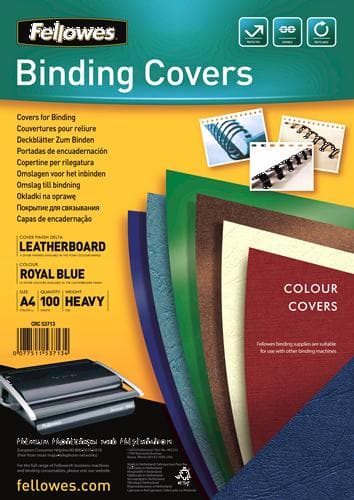Fellowes Leather Board Cover - Sidontakansio - A4 (210 x 297 mm) - Royal Blue - 250 g/m2 - 100 kpl. - Fellowes Galaxy 500, Galaxy Wire, Pulsar+ 300, Q