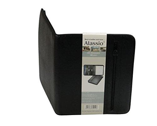 Alassio konferensmapp med dragkedja 3 fack A4 läderliknande svart Ref 30042