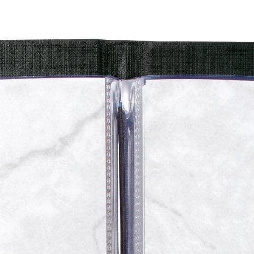sigel menumappe, A4, sort, gummibind, blank plast, med 2 gennemsigtige dobbeltlommer (SM110)