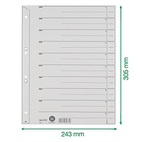 Leitz 1654-00-85 vino jakaja A4 silmukat 200g/m2 harmaa 100 kpl pakkaus