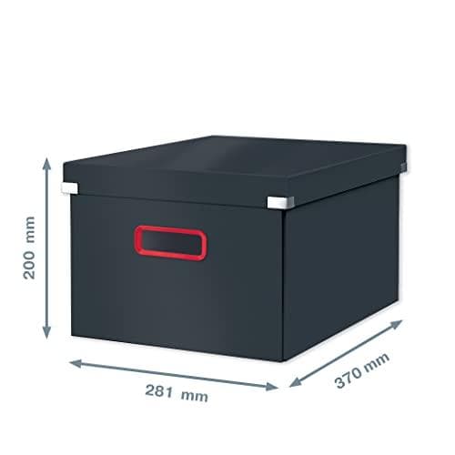 Leitz Click & Store Storage Box Medium, hopfällbar A4 filbox med lock, robust premiumkartongbehållare för arkivering av dokument, hem/kontor, Cozy Ser