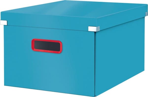 Leitz Cozy Click & Store Medium A4 opbevaringsboks - Foldbar arkivboks med låg til kontor og hjemmekontor - 28,1 x 20 x 37 cm (BxHxD) - Serene Blue