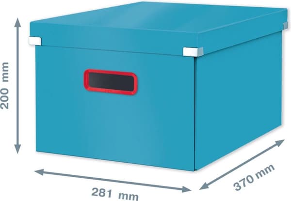 Leitz Cozy Click & Store Medium A4 opbevaringsboks - Foldbar arkivboks med låg til kontor og hjemmekontor - 28,1 x 20 x 37 cm (BxHxD) - Serene Blue