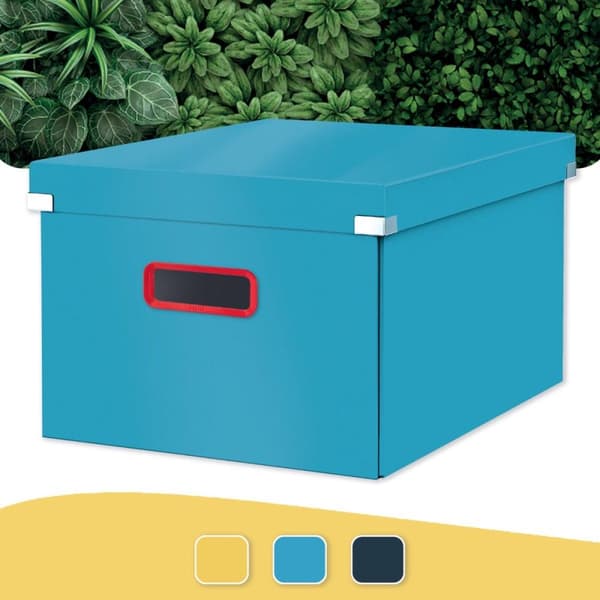 Leitz Cozy Click & Store Medium A4 opbevaringsboks - Foldbar arkivboks med låg til kontor og hjemmekontor - 28,1 x 20 x 37 cm (BxHxD) - Serene Blue