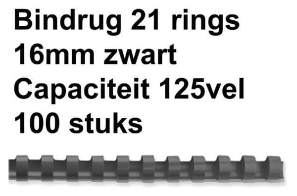 Bindrug gbc 16 mm 21-rengas a4 musta