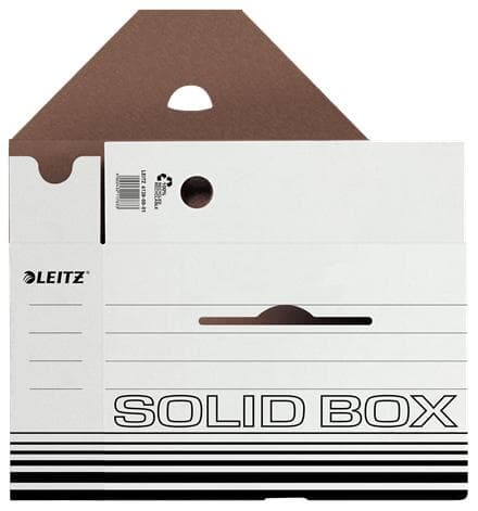 LEITZ Solid arkivboks, hvid/sort (B)100 mm 100% bølgepap, dobbelt bund & vægge, - 10 stk (6128-00-01)