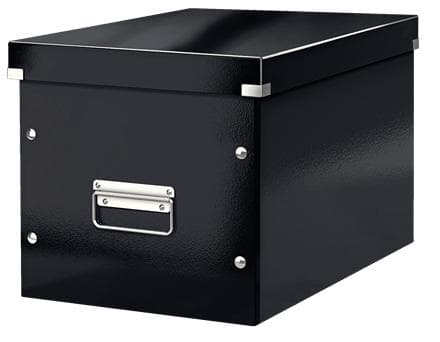 Leitz Click & Store Cube Stor opbevaringsboks med låg - 32x36 (BxD) Cm - Ideel til Ikea Kallax skabe - Sort