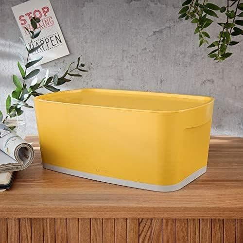 Leitz MyBox lille opbevaringsboks med låg, varm gul, hyggelig serie, 52630019, 318 x 128 x 191 mm