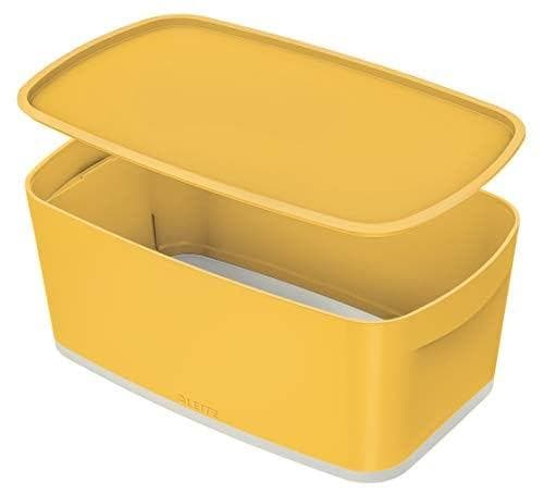Leitz MyBox lille opbevaringsboks med låg, varm gul, hyggelig serie, 52630019, 318 x 128 x 191 mm