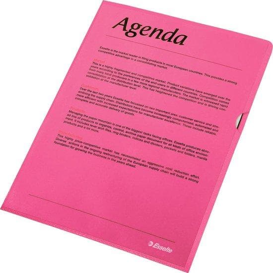 Esselte Standard ærmer, DIN A4, PP, rød, 0,12 mm åben i top og sider, permanent, med tommelfinger - 1 stk (54834)