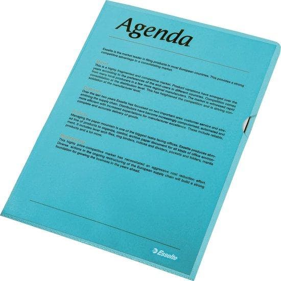 Esselte Standard ærmer, DIN A4, PP, blå, 0,12 mm åben i top og sider, permanent, med tommelfinger - 1 stk (54837)