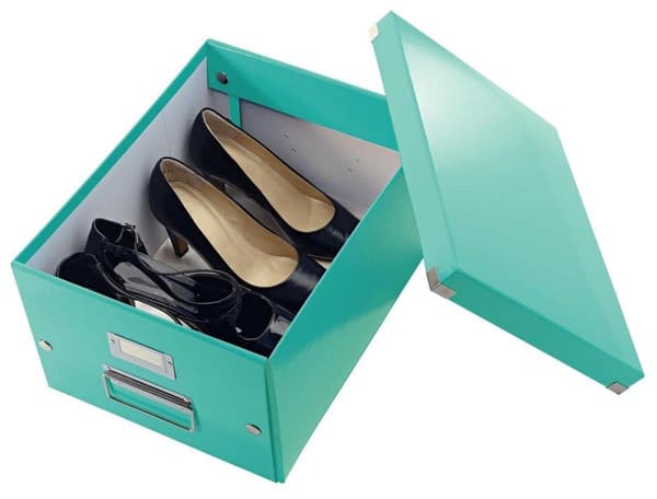 Leitz WOW Click & Store Medium kartongförvaringslåda med lock - 28,1 x 37 cm (BxD) - för A4-format - Idealisk för kontor och hemarbete/arbete hemifrån