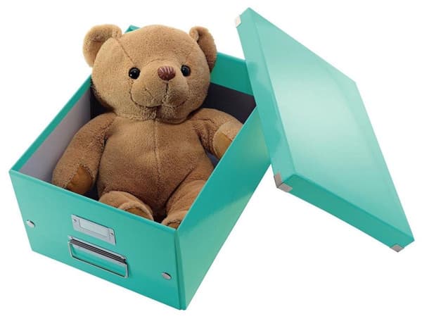 Leitz WOW Click & Store Medium kartongförvaringslåda med lock - 28,1 x 37 cm (BxD) - för A4-format - Idealisk för kontor och hemarbete/arbete hemifrån