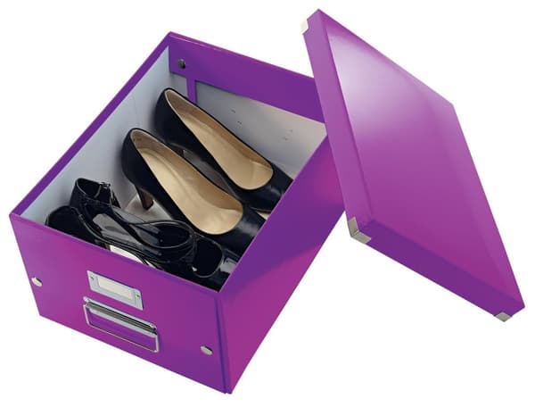 Leitz WOW Click & Store Medium papopbevaringsboks med låg - 28,1 x 37 cm (BxD) - Til A4-formater - Ideel til kontor og hjemmekontor/arbejde i hjemmet