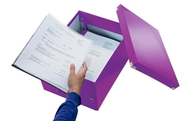 Leitz WOW Click & Store Medium papopbevaringsboks med låg - 28,1 x 37 cm (BxD) - Til A4-formater - Ideel til kontor og hjemmekontor/arbejde i hjemmet