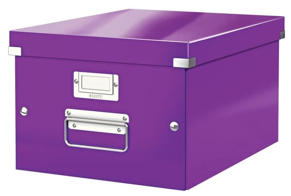 Leitz WOW Click & Store Medium papopbevaringsboks med låg - 28,1 x 37 cm (BxD) - Til A4-formater - Ideel til kontor og hjemmekontor/arbejde i hjemmet