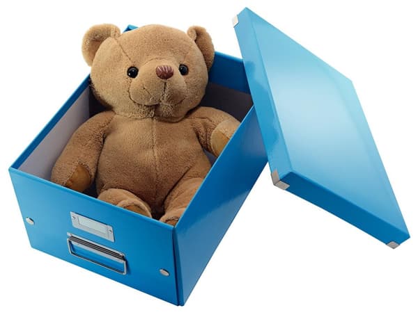 Leitz WOW Click & Store Medium papopbevaringsboks med låg til A4-formater - 28,1 x 20 x 37 cm (BxHxD) - Ideel til kontor og hjemmekontor / hjemmearbej