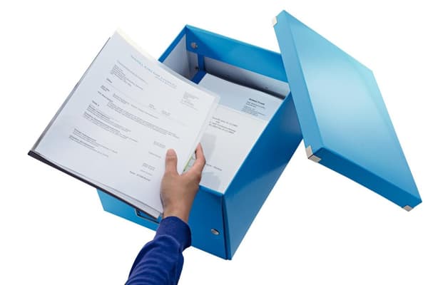 Leitz WOW Click & Store Medium papopbevaringsboks med låg til A4-formater - 28,1 x 20 x 37 cm (BxHxD) - Ideel til kontor og hjemmekontor / hjemmearbej
