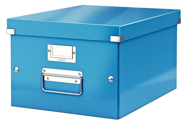 Leitz WOW Click & Store Medium papopbevaringsboks med låg til A4-formater - 28,1 x 20 x 37 cm (BxHxD) - Ideel til kontor og hjemmekontor / hjemmearbej