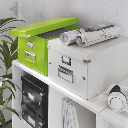 Leitz WOW Click & Store Medium papopbevaringsboks med låg - 28,1 x 37 cm (BxD) - Til A4-formater - Ideel til kontor og hjemmekontor/hjemmearbejdsplads