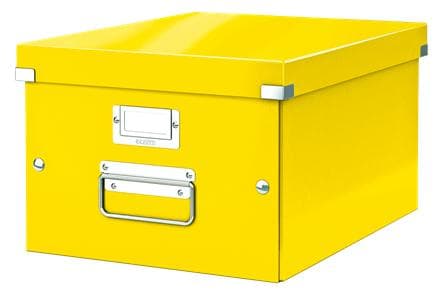 Leitz WOW Click & Store Keskikokoinen pahvisäilytyslaatikko kannella A4-formaateille - 28,1 x 20 x 37 cm (LxKxS) - Ihanteellinen toimistoon ja kotitoi