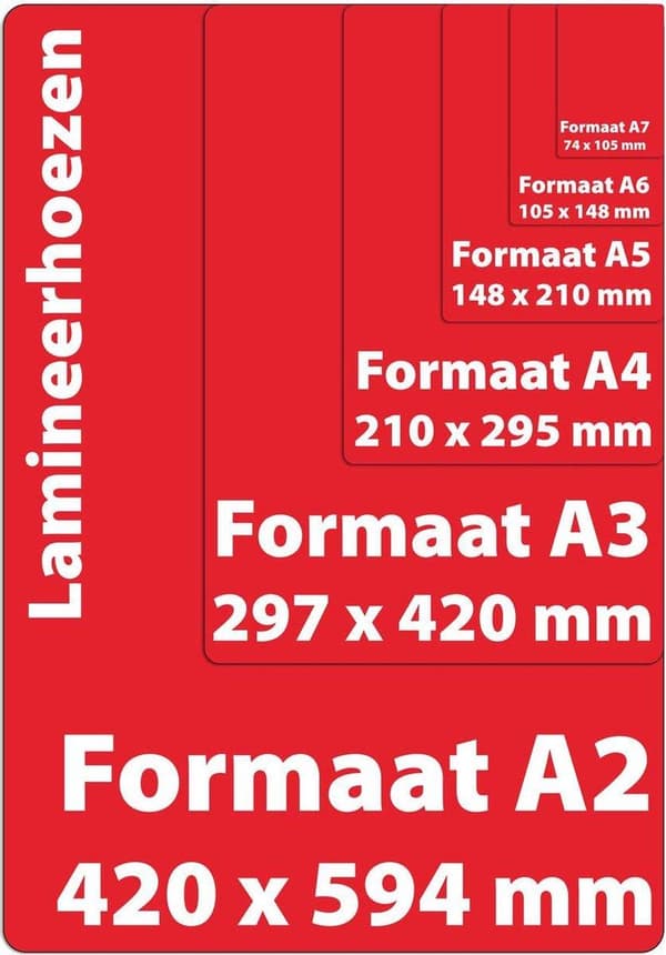 Albyco A2 lamineringspåsar, lamineringsark, glans. Per förpackning om 100 stycken - tjocklek 2x125 (250) mikron