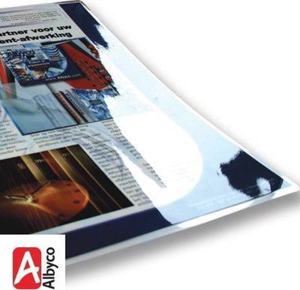 Albyco A2 lamineringspåsar, lamineringsark, glans. Per förpackning om 100 stycken - tjocklek 2x125 (250) mikron