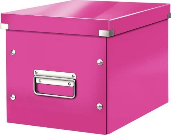 Leitz WOW Click & Store Cube Medium kartongförvaringslåda med lock för Ikea Kallax-skåp - 26 x 24 x 26 Cm (BxHxD) - Perfekt för kontor och hemarbete/h