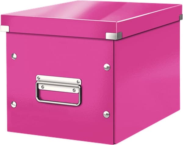 Leitz WOW Click & Store Cube Medium pahvisäilytyslaatikko kannella Ikea Kallax -kaapeille - 26 x 24 x 26 cm (LxKxS) - Ihanteellinen toimisto- ja kotit