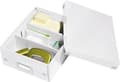 Miniatyrbillede 3 af 3: Leitz WOW Click & Store Lille papopbevaringsboks med låg - pladsbesparende sorteringsboks med rum - 22 x 10 x 28,2 Cm (BxHxD) - Hvid