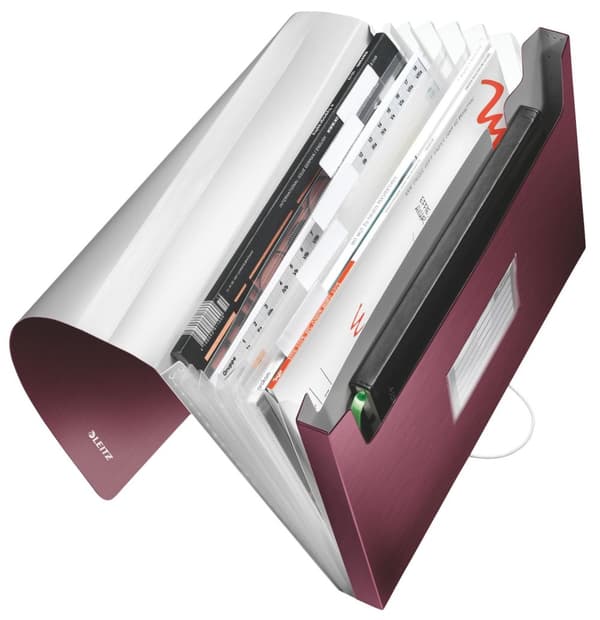 Leitz Style Project Folder med 6 utfällbara fack och elastisk stängning - för 280 A4-ark - Granatäppleröd