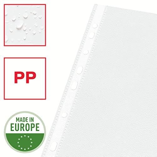 Esselte brochurehylster Standard Plus, DIN A4, PP, 0,09 mm kornet, farveløs, åben øverst og venstre, permanent (55213)