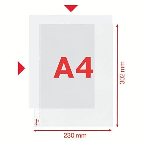 Esselte brochurehylster Standard Plus, DIN A4, PP, 0,09 mm kornet, farveløs, åben øverst og venstre, permanent (55213)