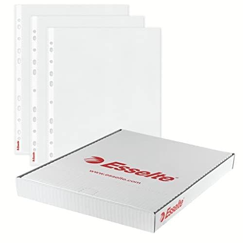 Esselte brochurehylster Standard Plus, DIN A4, PP, 0,09 mm kornet, farveløs, åben øverst og venstre, permanent (55213)