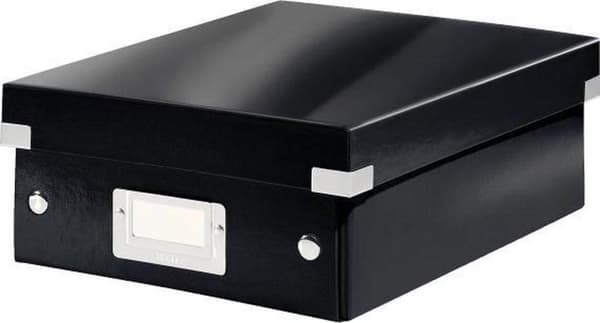 Leitz WOW Click & Store Lille papopbevaringsboks med låg - Pladsbesparende sorteringsboks med rum - 22 x 10 x 28,2 Cm (BxHxD) - Ideel til kontor og hj