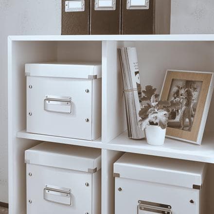 Leitz WOW Click & Store Cube Medium pap opbevaringsboks med låg til Ikea Kallax skabe - 26 x 24 x 26 Cm (BxHxD) - Ideel til kontor og hjemmearbejde /