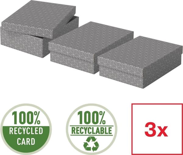 Esselte Home Medium säilytys- ja lahjarasia kannella, 3 kappaleen sarja - Lahjarasia - 100% kierrätettyä pahvia ja 100% kierrätettävää - valkoinen