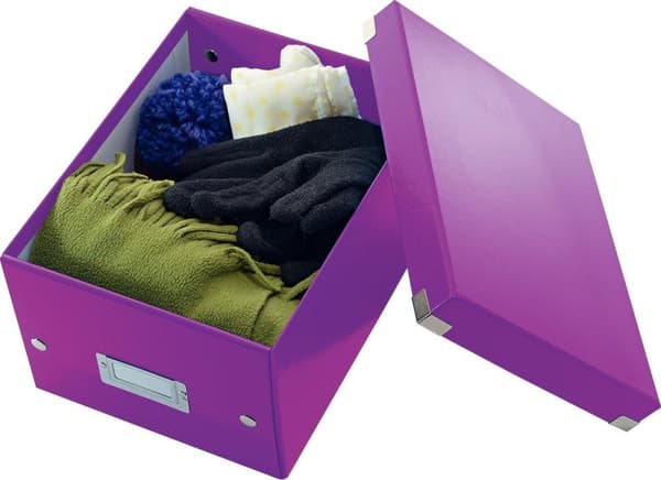 Leitz WOW Click & Store Lille papopbevaringsboks med låg - 22 x 28,2 cm (BxD) - til A5-formater - Lilla