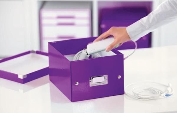 Leitz WOW Click & Store Lille papopbevaringsboks med låg - 22 x 28,2 cm (BxD) - til A5-formater - Lilla