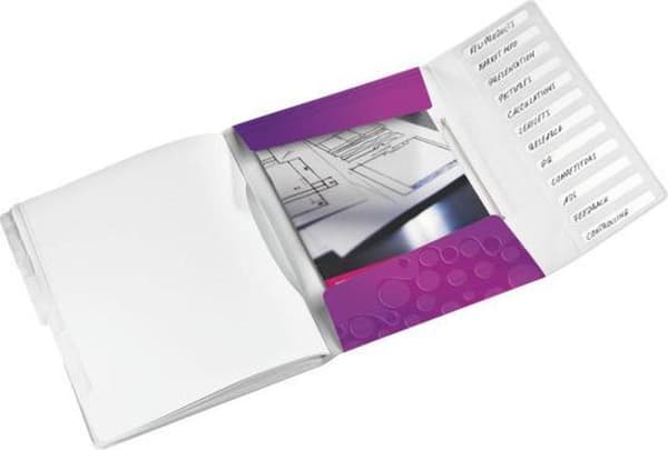 Leitz WOW Sorteringsmappe Plast - A4 - 12 Faner - Lilla