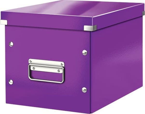 Leitz WOW Click & Store Cube Medium pap opbevaringsboks med låg til Ikea Kallax skabe - 26 x 24 x 26 Cm (BxHxD) - Ideel til kontor og hjemmearbejde/hj