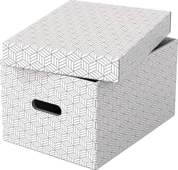 Esselte Home Sustainable Medium Storage Box med lock, set med 3 delar - 100 % återvunnen kartong och 100 % återvinningsbar - vit